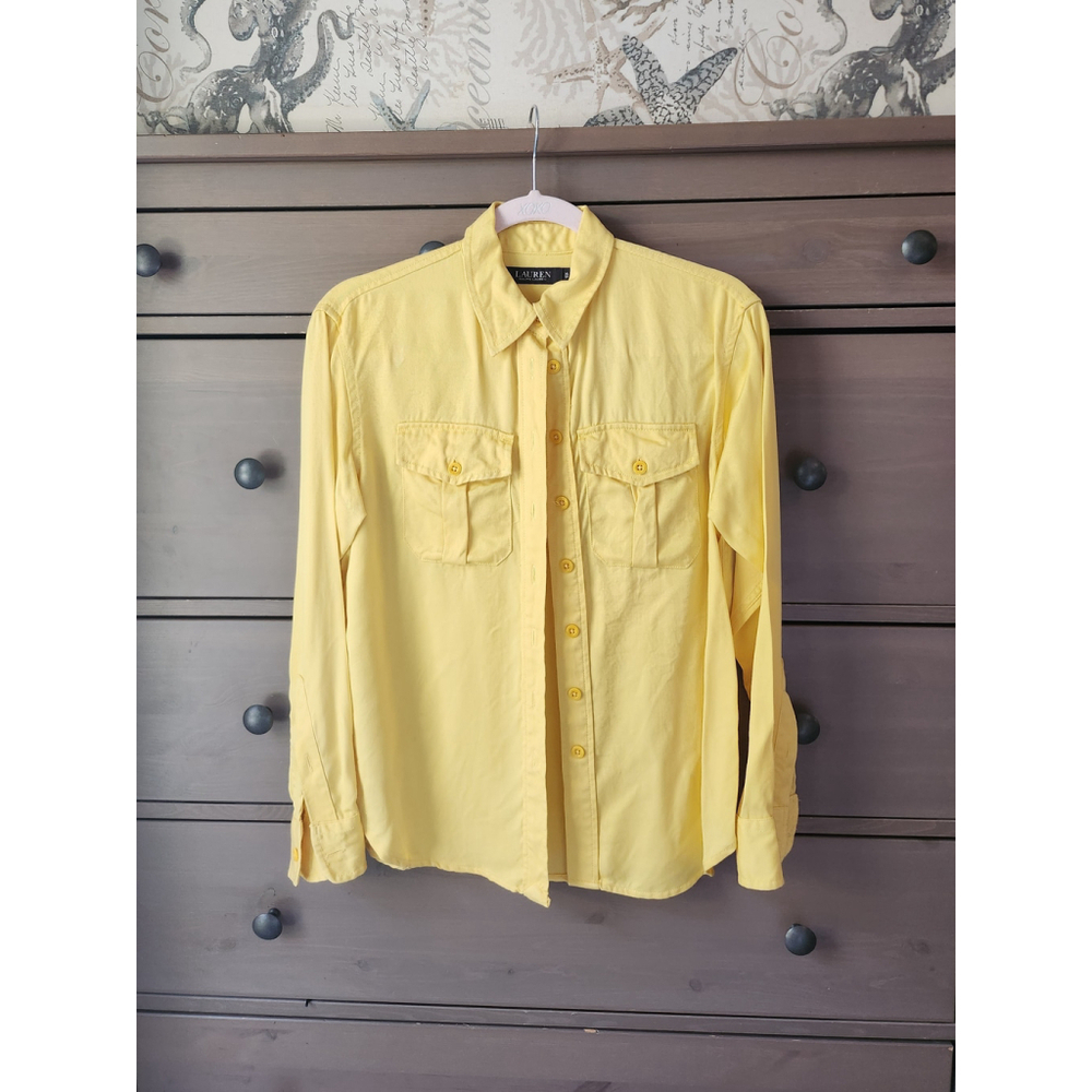 Women's Lauren Ralph Lauren Yellow Button Down Shirt Size XS , TP